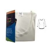 Ladies Thermal Long Sleeve Top Wool Blend Underwear Round Neck Womens Thermals