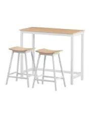 [Artiss] Bar Table and Stools Set in White