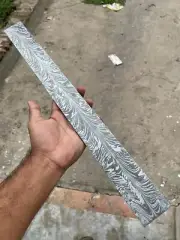 Custom Handmade Damascus Steel Feather Pattern Blank Billet 20" For Knife Making