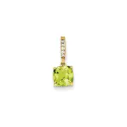 14K Yellow Gold Real Diamond and Peridot Pendant