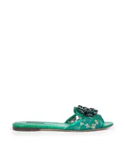 Green Floral Crystal Slides