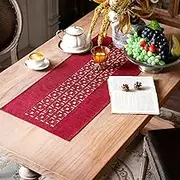 ARTABLE Rectangle Table Runners Fabric Home Garden Table Runner with Well-Trimmed Edge for Picnics Indoor and Outdoor Dining Holiday Long Tables (Burgundy-1, 16 x 36 Inch)