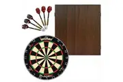 Winmau Blade 6 DUAL CORE Dart Board + Walnut Cabinet + Darts Set
