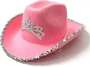[SIGONE] Cowboy Hat for Women Western Cowgirl HatsHat Cowboy with Sequins Pink