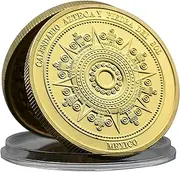 Aztec Calendar Coin - Sun Stone Challenge Coin, Mexico Heritage, Symbol of Time & Wisdom