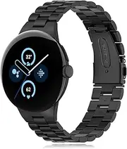 [Tuocal] Metal Bracelet Compatible with Google Pixel Watch 2 / Google Pixel Watch 1, Stainless Steel Double Folding Clasp, Replacement Strap for Google Pixel Watch 2/1, Black