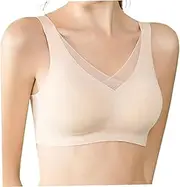 [AZIDWERYQ] Mastectomy Bras for Women Seamless 2-in-1 Breathable Post Surgery Bra with Support Pads Comfort Lift V-Neck Prosthetic Bras for Mastectomy for Woman Daily Use for Women Khaki