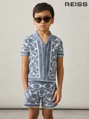 Reiss Soft Blue/White Vounder 9-13 yrs Abstract-Pattern Towelling Shorts (AP4332) | $80