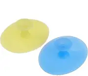 PACKOVE 2pcs Silicone Facial Scrubber Cleaning Brush Pad Small Sky Blue Light Yellow Non Slip Handheld Mat for All Skin Types Gentle Exfoliating Tool for Adults