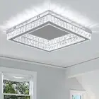 Finktonglan Modern Square Crystal LED Ceiling Light - 17.7 inch Flush Mount S...