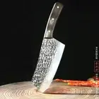 Full Tang Handmade Cleaver Knife Forged Hammered Steel Wood Handle Chef Butcher