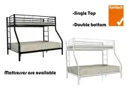 Metal Trio Bunk Bed Single and Double Bunk Bed Furntech Approved Furniture