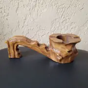 Vintage Briar Wood Hand Carved Wooden Decorative Pipe 4 Cigarette Ashtray 8"