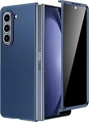 [Maxdara] for Samsung Z Fold 5 Ultra-Thin Case, with Privacy Tempered Glass Screen Protector & Support Wireless Charging Protective Phone Cover for Samsung Galaxy Z Fold 5 5G (Blue)