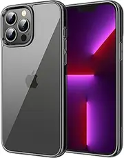 JETech Case for iPhone 13 Pro 6.1-Inch, Non-Yellowing Shockproof Phone Bumper Cover, Anti-Scratch Clear Back (Black)