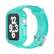 Catzon TPU Apple Watch Band with Bumper Case for iWatch Series 6/SE/5/4/3/2/1-Clear Green