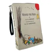 Things2Die4 Beige Vinyl Winnie The Pooh Book Handbag Novelty Clutch Purse Crossbody Bag A.A. Milne 9.25 Inch