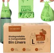 36L Large Compostable Bin Bags in Dispenser Box(40 Bags)|Biodegradable Bin Liner