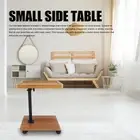 Couch Side Table Sturdy Wooden Base 360° Swivel Casters Small C Shaped End Table