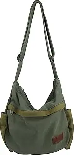 [NOYINMIN] Large Canvas Messenger Bag with Multiple Pockets for Men and Women, Crossbody Shoulder Tote Hobo Laptop Bag