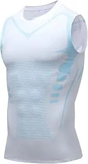 WDNSYG Ionic Shaping Sleeveless T-Shirt, MENIONIC Tourmaline PostureCorrector Vest, White, XX-Large