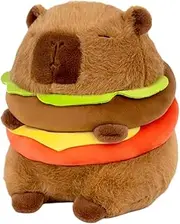 Realistic Capybara Burger Plush, Cute Capybara Stuffed Animal Pillow Plushie Toy, Soft Hamburger Food Stuffed Toys Doll for Birthday Kids Gifts 7.87''