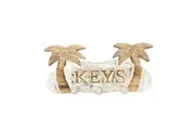 Willow & Silk Handmade Wooden 40cm Natural/White Wall Key Holder w/Palm Trees