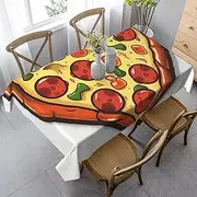 [QMNEHJ] Rectangle Tablecloth 35''x 55'' Wrinkle Resistant Waterproof Table Cover Farmhouse Table Cloth I Love Pizza Heart Decorative Fabric Dining Table Cover for Kitchen Banquet Party