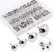 Hilitchi 280-Pieces [4-Size] Tacks Bronze Nail Pins Upholstery Nail Tacks Furniture Thumb Tack Pins Assortment Kit - Size Include: 7/16'' 9/16'' 5/8'' 3/4'' (Silver)
