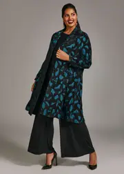 [Taking Shape] Taking Shape Opulent Chenille Opera Coat Size 12 in Teal / Black, Viscose - Plus Size Women's Coats & Jackets Teal / Black