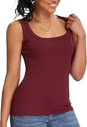 [ASAIR] Tank Tops for Women Scoop Neck Sexy Ribbed Basic Trendy Stretchy Lightweight Tops