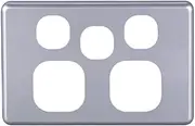 4C | Classic Double Power Point with Extra Switch Cover Plate - Silver