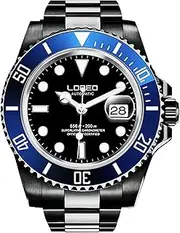 [carlien] Mens GMT Stainless Steel Sapphire Glass Rotating Bezel Men's Automatic Watch