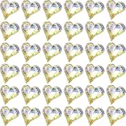 uxcell 40 Pcs 3D Heart AB Yellow Nail Rhinestones 12x13mm K9 Glass Crystal Rhinestones Pointed Back Crooked Heart Gems for Nail Charm Art DIY Decoration Craft