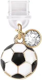 ELISE & FONDA TP635 Type-C Charging Port Anti Dust Plug Little Football Cell Phone Charm for iPhone 15/16/Samsung/OnePlus/Xiaomi/oppo Android Phones (White Black)