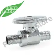 (100) 1/2" PEX x 1/2" PEX Crimp Straight Outlet Stop Valves, 1/4-Turn, LEAD-FREE