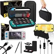 Switch Lite Accessories Bundle - Includes Carry case & Screen Protector for Nintendo Switch Lite Console (2019), USB Cable, Games Holder, Comfort Grip Case, Headphones, Thumb-Grip Pack & more included [Orzly Gift Pack Edition]