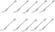 10PCS Appetizer Dessert Forks Stainless Steel Mini Salad Fruit Cake Cocktail AU