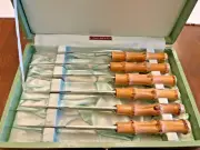 6 Rare SATO SHOJI KK Stainless Bamboo Steak Knife Set Unused with Original Box