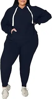 [HONGFSM] Women's Plus Size Fashion Casual Two Piece Outfits Solid Long Sleeve Sweatsuits Bodycon Long Pants Tracksuit Sets