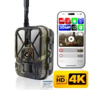 4G Trail Camera LIVE View 4K SIM Card Remote Access 128GB 30MP Outdoor Device