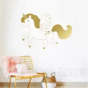 Unicorn Wall Decal - Gold Vinyl Wall Decal, Unicorn Decal, Kids Wall Decal