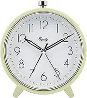 Equity by La Crosse 20090 5 Inch Round Quartz Metal Alarm Clock, Light Green