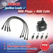 NGK Spark Plugs Coil + Bosch Leads Kit for Honda Accord CD5 F22B1 CK2 F23Z2 2.3L (for: Honda)