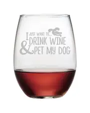 Susquehanna Glass Set of 4 Pet My Dog Stemless Wine Tumblers