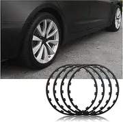 4-Piece 18/19/20 Inch Automotive Wheel Rim Edge Protection Sleeve ABS Wheel Hub Decorative Ring Compatible for Tesla Model 3 2017-2021 (Color : Black, Size : 19 inches)