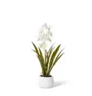E Style 48cm Plastic Cymbidium Hybrid Dimple Pot Artificial Faux Flower WHT