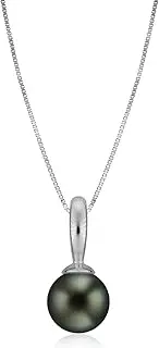 [Honolulu Jewelry Company] Pearl Pendant Necklace for Women SIngle Tahitian Black Pearl Pendant Necklace in 14K Real Solid Gold or Sterling Silver - 14K Genuine Solid Gold or Sterling Silver Tahitian Black Pearl Pendant