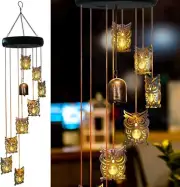 8 LED Solar Upgrade Owl Wind Chimes Outdoor,Mom Gifts for Mothers Day Grandma