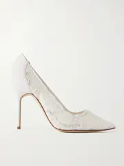 [Manolo Blahnik] Manolo Blahnik - Bbla 105 Silk Satin-trimmed Corded Lace Pumps - Ivory - IT40.5 IT 40.5 Ivory